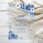 ブルースタイリッシュフローラサプライズ100th誕生日パーティー アクリル招待状