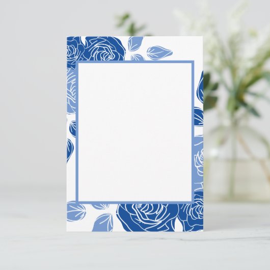 ブルースタイリッシュフローラバラシシンプルック結婚ス エンクロージャーカード (スタンド正面)