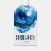 ブルースタイリッシュモダン抽象芸術服つるラベル ギフトタグ (正面)