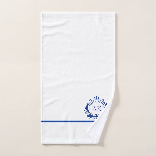 ブルースタイリッシュラグジュアリーフレームとクラウン バスタオルセット (ハンドタオル)