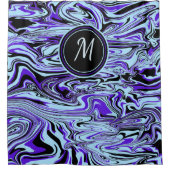 ブルースタイリッシュ抽象芸術ウォーターカラーモノグラムカスタム シャワーカーテン (正面)