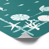 ブルースタイリッシュ水中海景 ポスター (角)