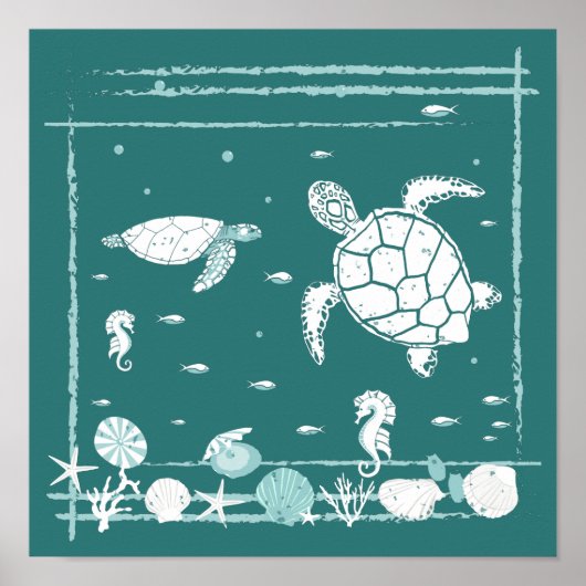ブルースタイリッシュ水中海景 ポスター (正面)