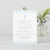 ブルースタイリッシュ葉··クロス·バプティスマ招待状 招待状 (スタンド正面)