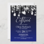 ブルースタイリッシュ18th誕生日パーティー 招待状 (正面)