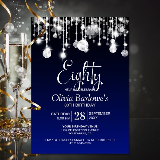 ブルースタイリッシュ80th誕生日パーティー 招待状