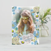 ブルースタイリッシュ&グリーンファースト聖餐式フローラ 招待状 (スタンド正面)