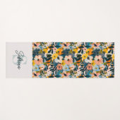 ブルースタイリッシュ&ピンク抽象芸術フローラ名モノグラム ヨガマット (正面(横))