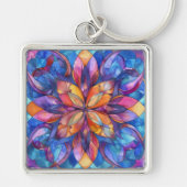 ブルースタイングラススクエアキーチェーン キーホルダー (正面)