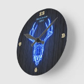 ブルースタンスカルネオンライトスタイルパーソナライズされた壁 ラウンド壁時計 (傾斜)
