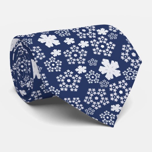 ブルースターとスノーフレークのクリスマスウィンターパターン ネクタイ (ロール)