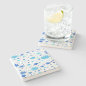 ブルースターとスノーフレークのクリスマス ストーンコースター (横)