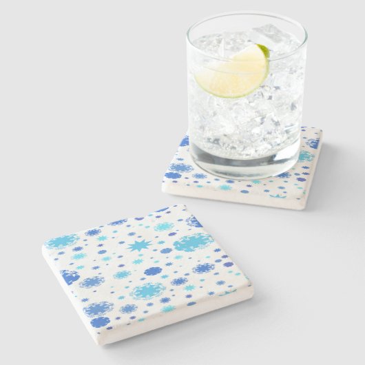 ブルースターとスノーフレークのクリスマス ストーンコースター (横)