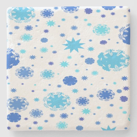 ブルースターとスノーフレークのクリスマス ストーンコースター (正面)