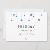 ブルースターとハート妊娠アナウンテントカード 案内状 (正面)