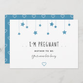 ブルースターとハート妊娠アナウンテントカード 案内状 (正面/裏面)