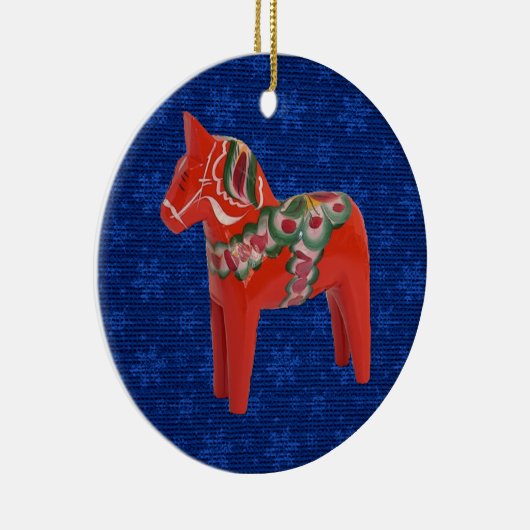ブルースターの分野のスウェーデン人のDalaの馬 セラミックオーナメント (右)