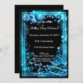 ブルースターエレガントツリークリスマスパーティの招待状 招待状 (正面/裏面)