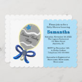 ブルースターシルバーラトルベビーシャワー 招待状 (正面/裏面)