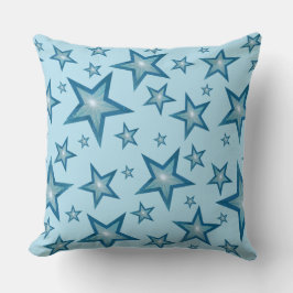 ブルースターズ文字淡い色のスクエアブルー クッション