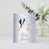 ブルースターズ男の赤ちゃんシルバーシャワー招待 ポストカード (スタンド正面)