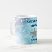 ブルースターズ誕生日おもしろいパーソナルモダン コーヒーマグカップ (正面左)