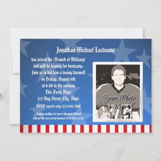 ブルースターズ軍隊遠くにパーティー 招待状 (正面)