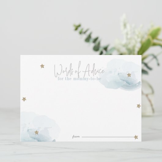 ブルースターズ&クラウドベビーシャワーアドバイスカード 招待状 (スタンド正面)