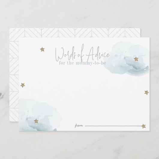 ブルースターズ&クラウドベビーシャワーアドバイスカード 招待状 (正面/裏面)