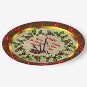 ブルースタータンチェックバグパイプホリデー ペーパープレート (アングル)