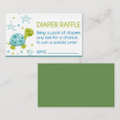 ブルースタータートルベビーシャワーおむつラッフル エンクロージャーカード (正面/裏面)