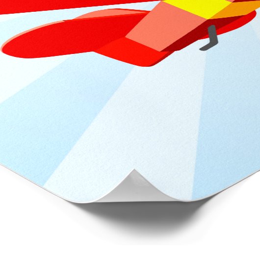 ブルースターバースト付き赤いバイプレーングラフィック ポスター (角)