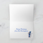 ブルースターパターンと雪だるまクリスマス シーズンカード (内部)