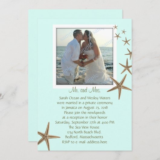 ブルースターフィッシュの結婚発表受付のみ 招待状 (正面/裏面)