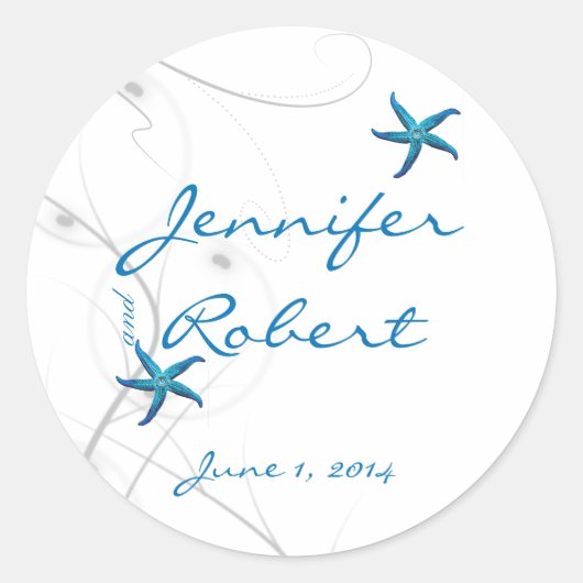 ブルースターフィッシュアンドシルバーサンゴ封筒用シール ラウンドシール (正面)