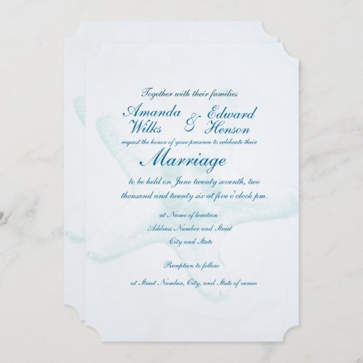 ブルースターフィッシュウォーターマーク結婚式招待状 招待状 (正面/裏面)