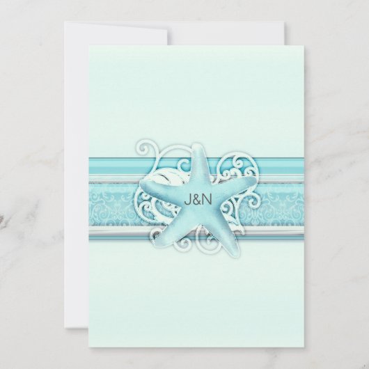 ブルースターフィッシュエレガントビーチをテーマにした招待状 招待状 (裏面)