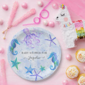 ブルースターフィッシュシーホースタコビーチベビーシャワー ペーパープレート (パーティー)