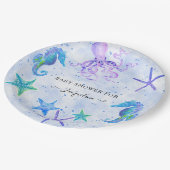 ブルースターフィッシュシーホースタコビーチベビーシャワー ペーパープレート (アングル)