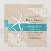 ブルースターフィッシュレース&バーラップブライダルシャワー 招待状 (正面/裏面)