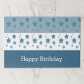 ブルースタープリントハッピーバースデー紙ランチョンマットセット ペーパーパッド (正面)