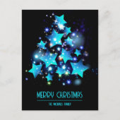 ブルースターモダンきらめくクリスマスツリーホリデイ シーズンポストカード (正面)