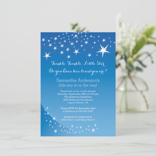 ブルースターモダンボーイズ赤ちゃんシャワー招待状 招待状 (スタンド正面)