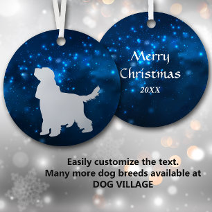 ブルースターライトイングリッシュコッカースパニエル犬クリスマス メタルオーナメント