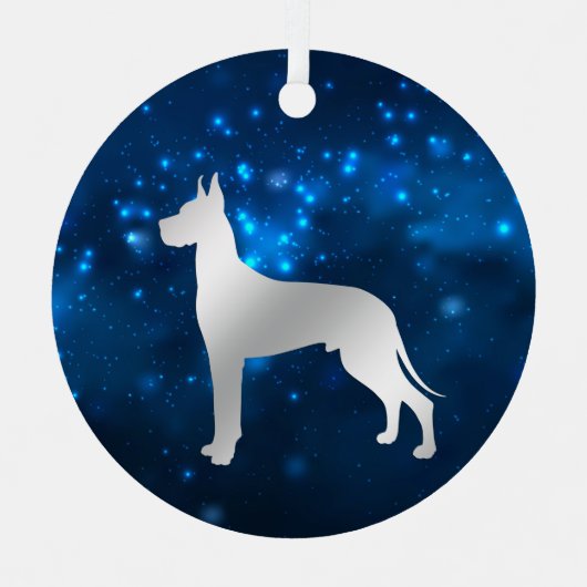 ブルースターライトグレートデーンクリスマス メタルオーナメント (正面)