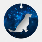 ブルースターライトゴールデンレトリバードッグクリスマス メタルオーナメント (正面)