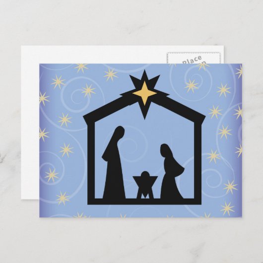 ブルースターリーナイトクリスマス出生はがき シーズンポストカード (正面/裏面)