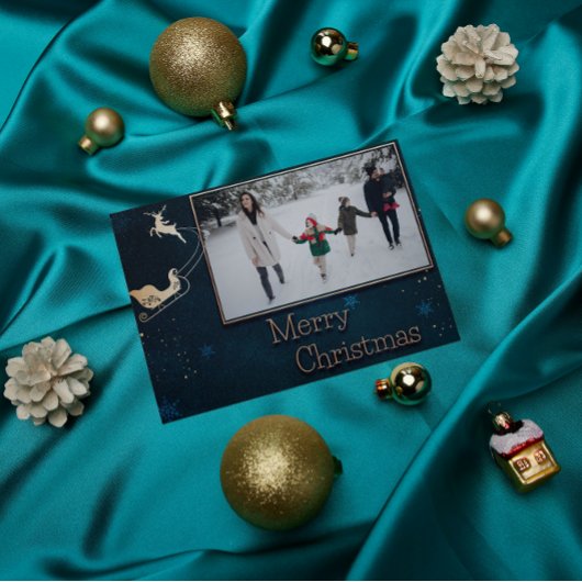 ブルースターリーナイトファミリーフォトクリスマスカード シーズンカード