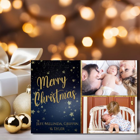 ブルースターリーナイトメリークリスマスフォトカード シーズンカード