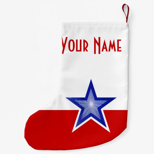 ブルースターレッドプリント名ストッキング両面 スモールクリスマスストッキング (裏面)